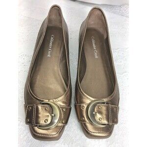 Coldwater Creek Copper Metallic Womens 8.5M Buckle Ballet Flats